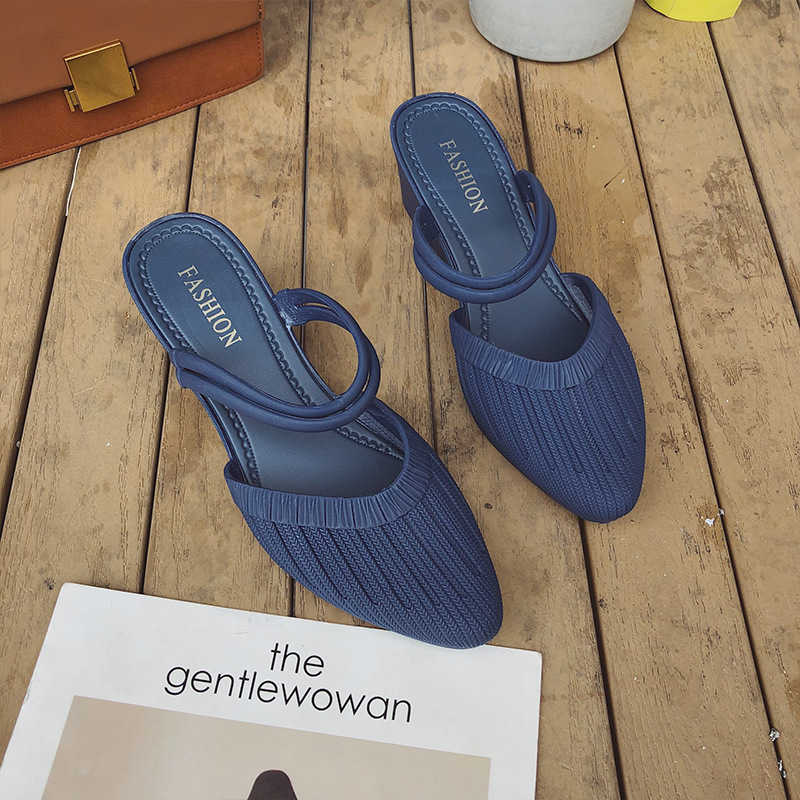 Sandaler kvinnor tofflor pvc höga klackar mule bekväma sandaler fashio flip flops pekade tå kil glider avslappnade geléskor l221107