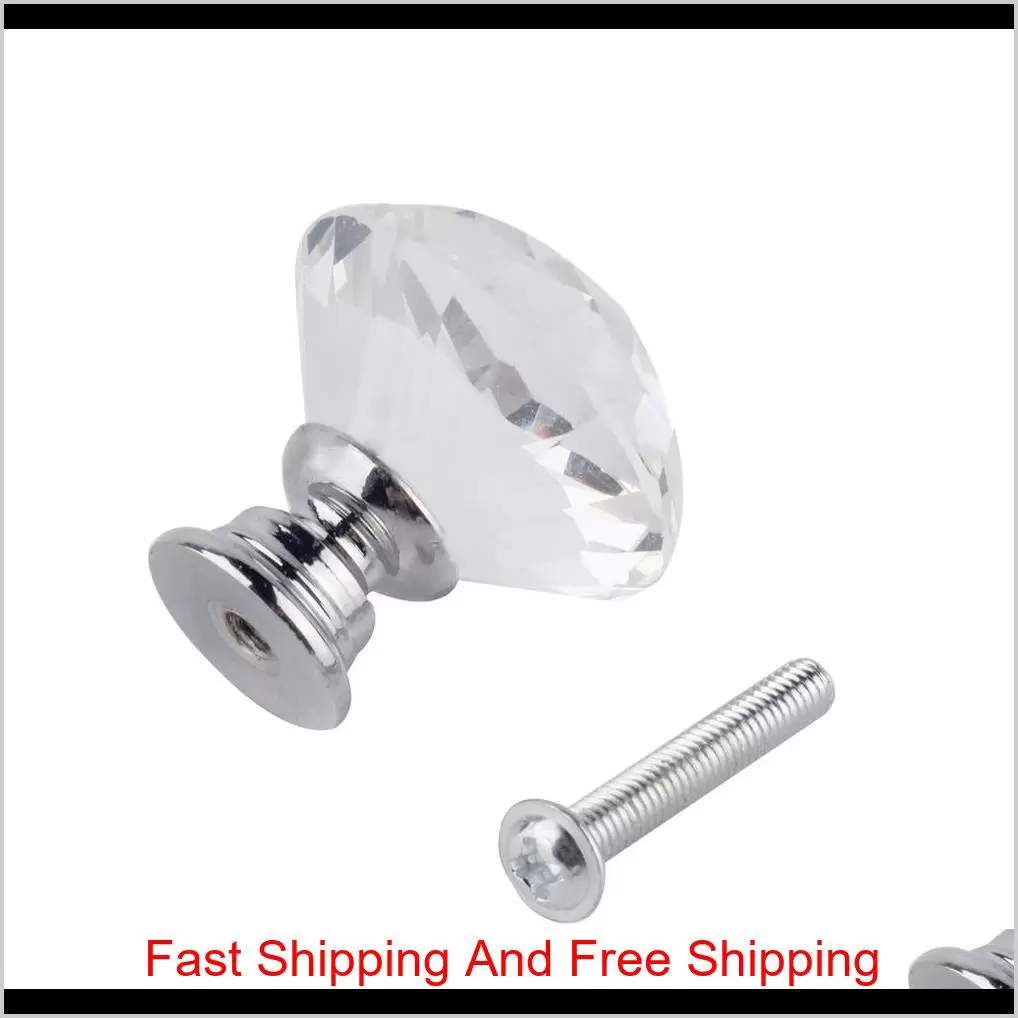30mm diamond crystal glass door knobs drawer cabinet furniture handle knob screw furniture accessories