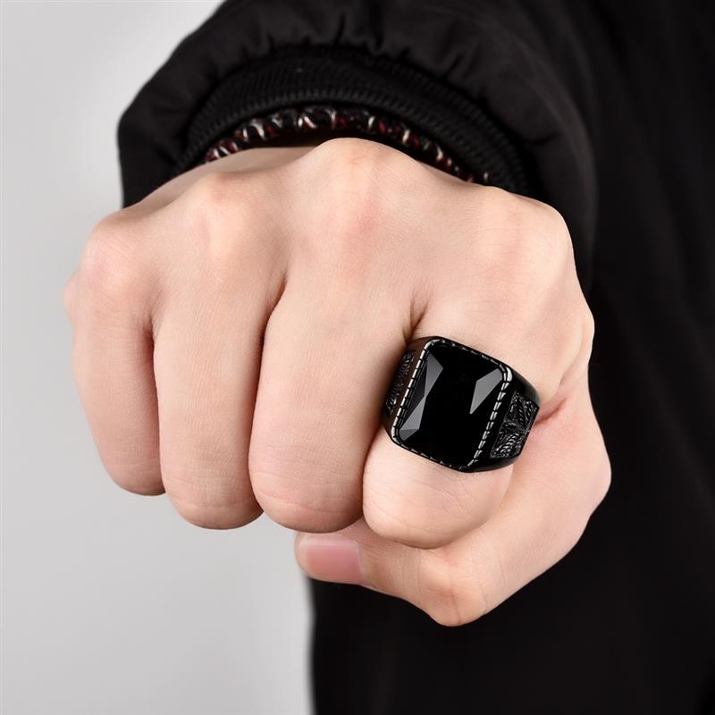 Men Hiphop Ring roestvrij staal zwart/rode stenen rock rock mode mannelijke sieraden trouwringen