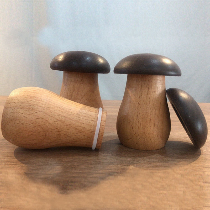 Smoking Natural Wooden Dry Herb Tobacco Mushroom Umbrella Style Silicone Ring Seal Storage Box Cover Spice Miller Stash Case Bottle Jar Cigarette Holder Container