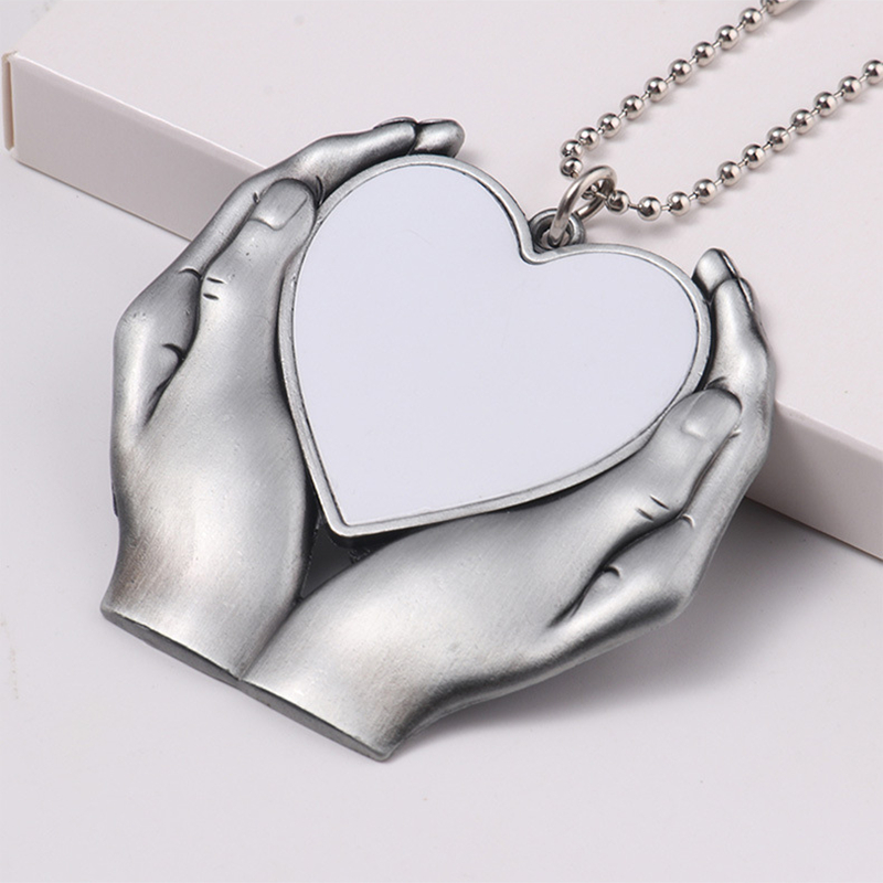 Sublimation Heart Pendants Decorations Blanks Car Pendant Thermal Heat Transfer Angel Wing Rearview Mirror Decoration Hanging Charm Ornaments Valentine Gift