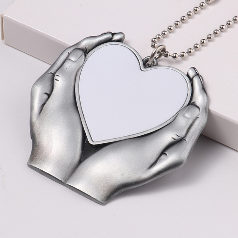 Sublimation Coeur Pendentifs Décorations Blancs Pendentif De Voiture Transfert De Chaleur Thermique Aile D'ange Rétroviseur Décoration Suspendu Charme Ornements Cadeau Saint Valentin