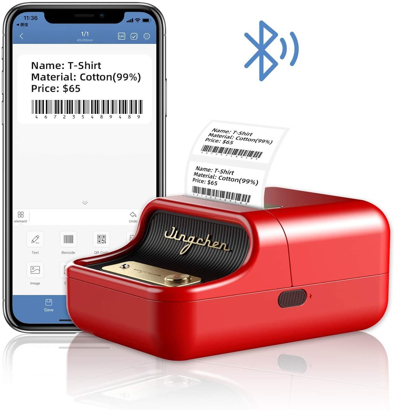 Drucker Niimbot B21 Etikettendrucker, tragbarer kabelloser Thermo-Bluetooth-Drucker für Barcode-Kleidung, Schmuck, Lebensmittel, Niimbot B203 221107