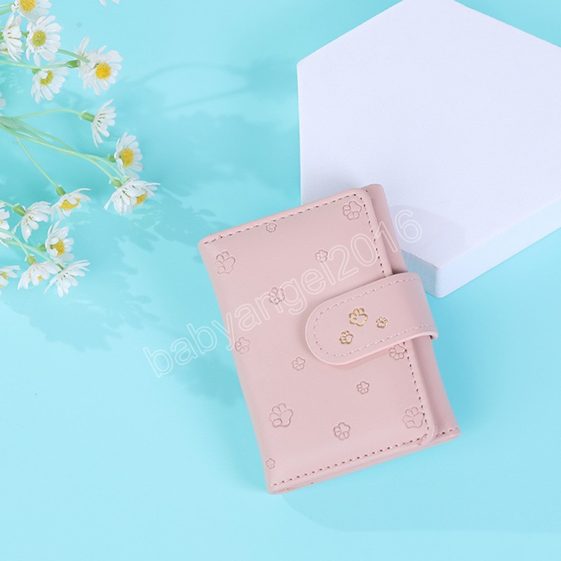 Women محفظة قصيرة من ثلاثة أضعاف متعدد الوظائف حامل البطاقة بطاقة الكورية النسخة الكورية من حقيبة النقود المحفظة