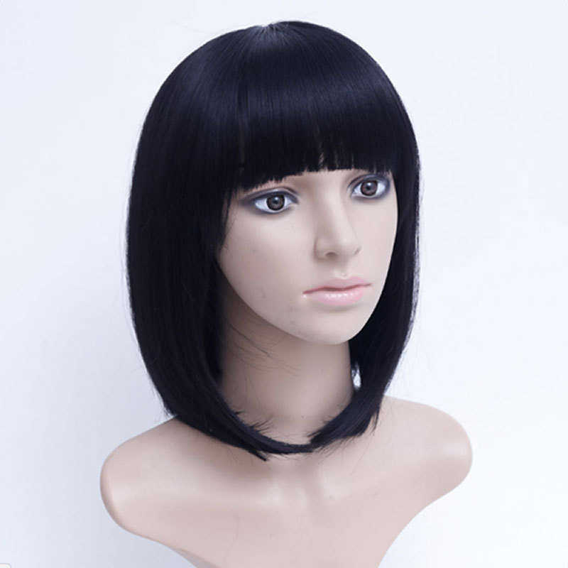 Perucas de renda de cabelo bate reto bob wig cabelos curtos femininos preto fibra química de arnês