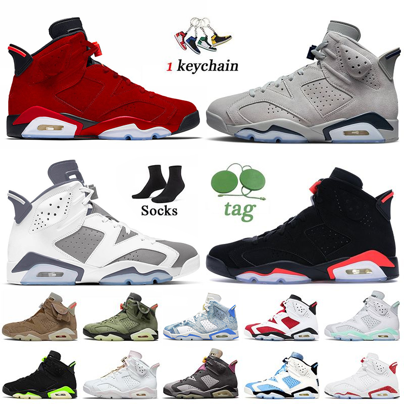 Nike Air Jordan Retro 6 6s Travis Scott Jumpman Stock x Com caixa Sapatos Mens Basketball 2021 Carmine Black Infrared Hare Gatorade 