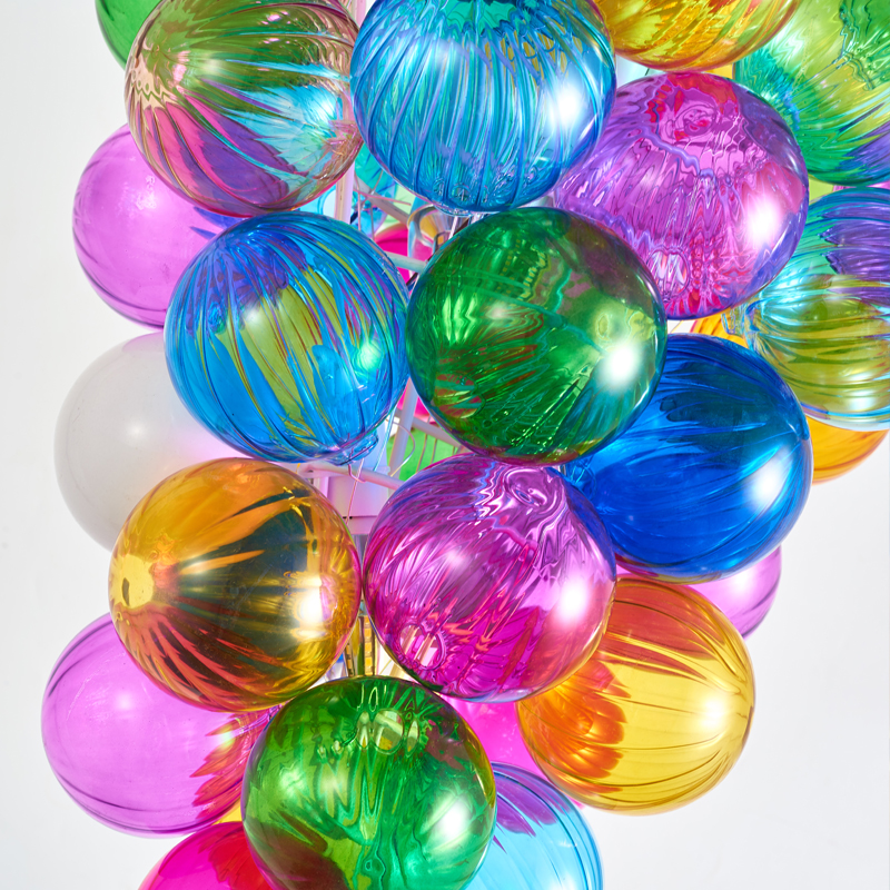 مصابيح قلادة كريستال معاصرة شكل الكرة يدوي يدويًا من الزجاج الثريا ضوء مع مصابيح LED معلقة لتركيبات الفندق Lobby Mall Club KTV Decor LR1417