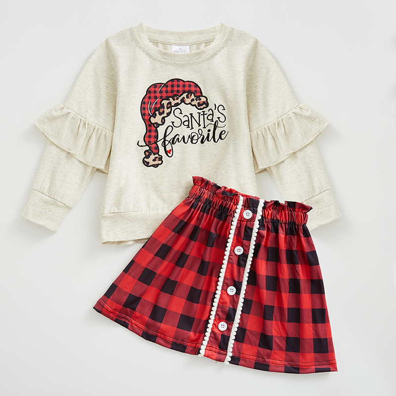 Robes de filles Girlymax Noël FallWinter bébé Santa paillettes jupe à carreaux robe volants ensemble chaussettes au-dessus du genou vêtements pour enfants 221107