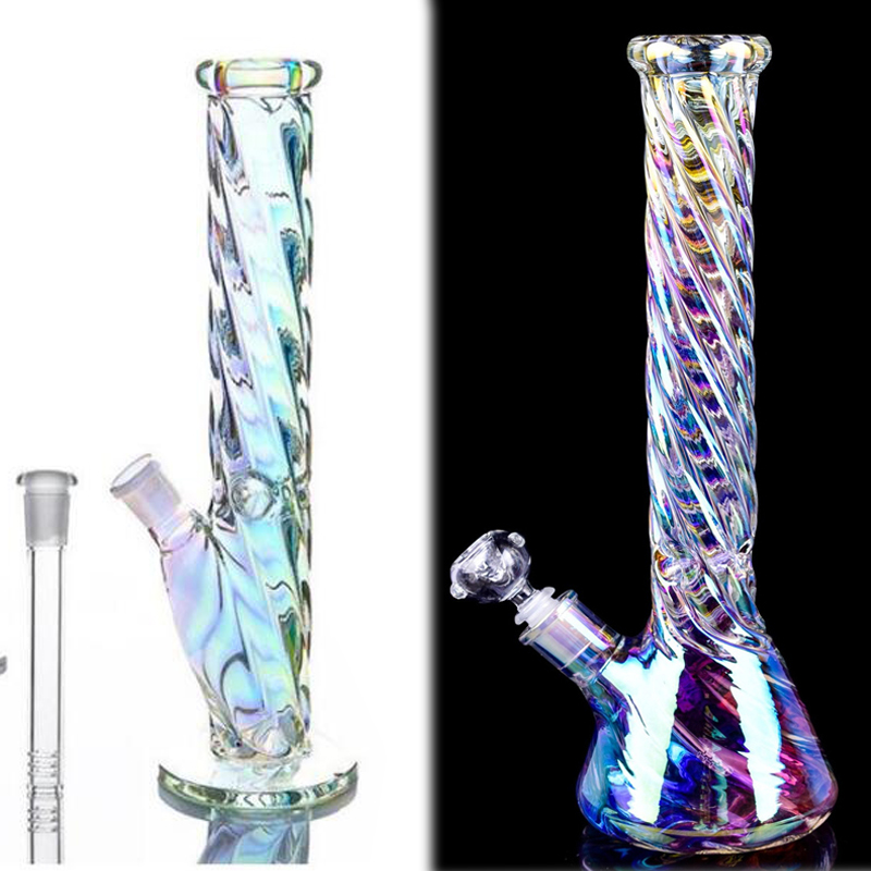 Glass Bong Hookahs Rainbow Downstem Perc Glass Bubbler Smoke Pipe Chicha Heady Dab Rigs Tobacco Water Bongs With 14mm Bowl