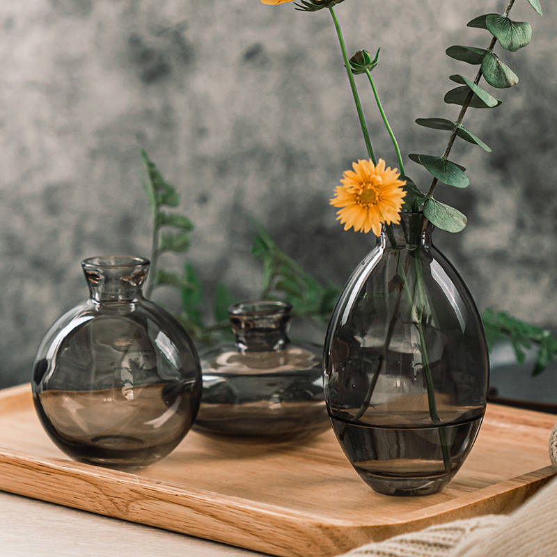 Vases Créative Creative Mini Top Quality Glass Transparent Home Deco Living Room Reacent Bouteilles Fleur en gros bleu 221108