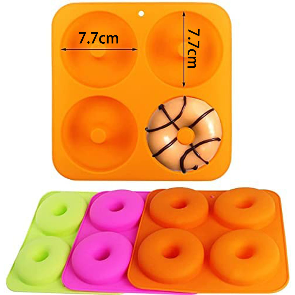 4 Holes Cake Mold 3D Silicone Donut Molds Non Stick Bagel Pan Pastry Chocolate Muffins Donuts Maker Kitchen Accessories Tool FY2674 SS1129