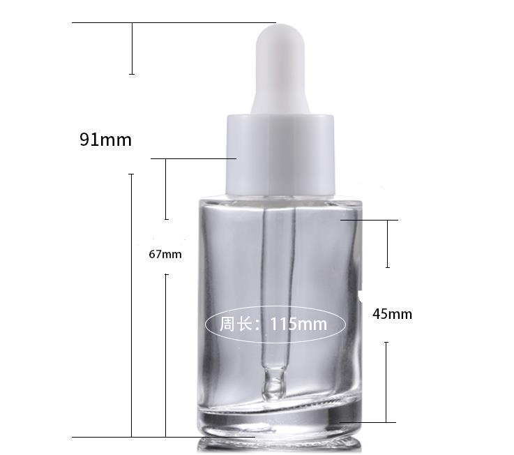 Bottiglie di profumo di olio essenziale di vetro da 30 ml Bottiglia di contagocce di reagente liquido Flacone cilindrico a spalla piatta Trasparente / satinato / ambra SN138