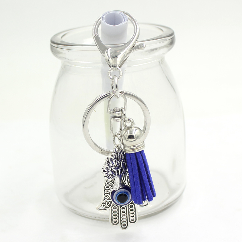 Wholesale Tassel Keyrings Tree of Life Hamsa Hand Lucky Evil Eye Keychain Women Handbag Key Ring Holder Bag Pendant Accessory Jewelry Gift