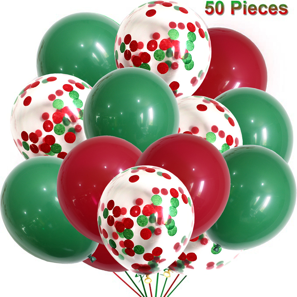 Forniture feste di Natale Set di palloncini di coriandoli verdi rossi Decorazioni di buon Natale