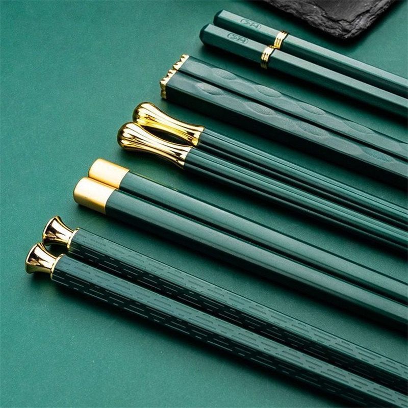 5stFiberglas Chopsticks återanvändbar legeringshack Stickar kinesiska japanska stilar som inte slår pinnar