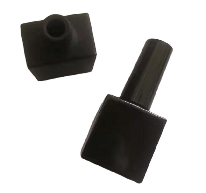 Bouteille de vernis à ongles carrée noire vide de 10ml, petite brosse, récipient pour Nail Art, bouteilles d'huile en verre, 200 pièces