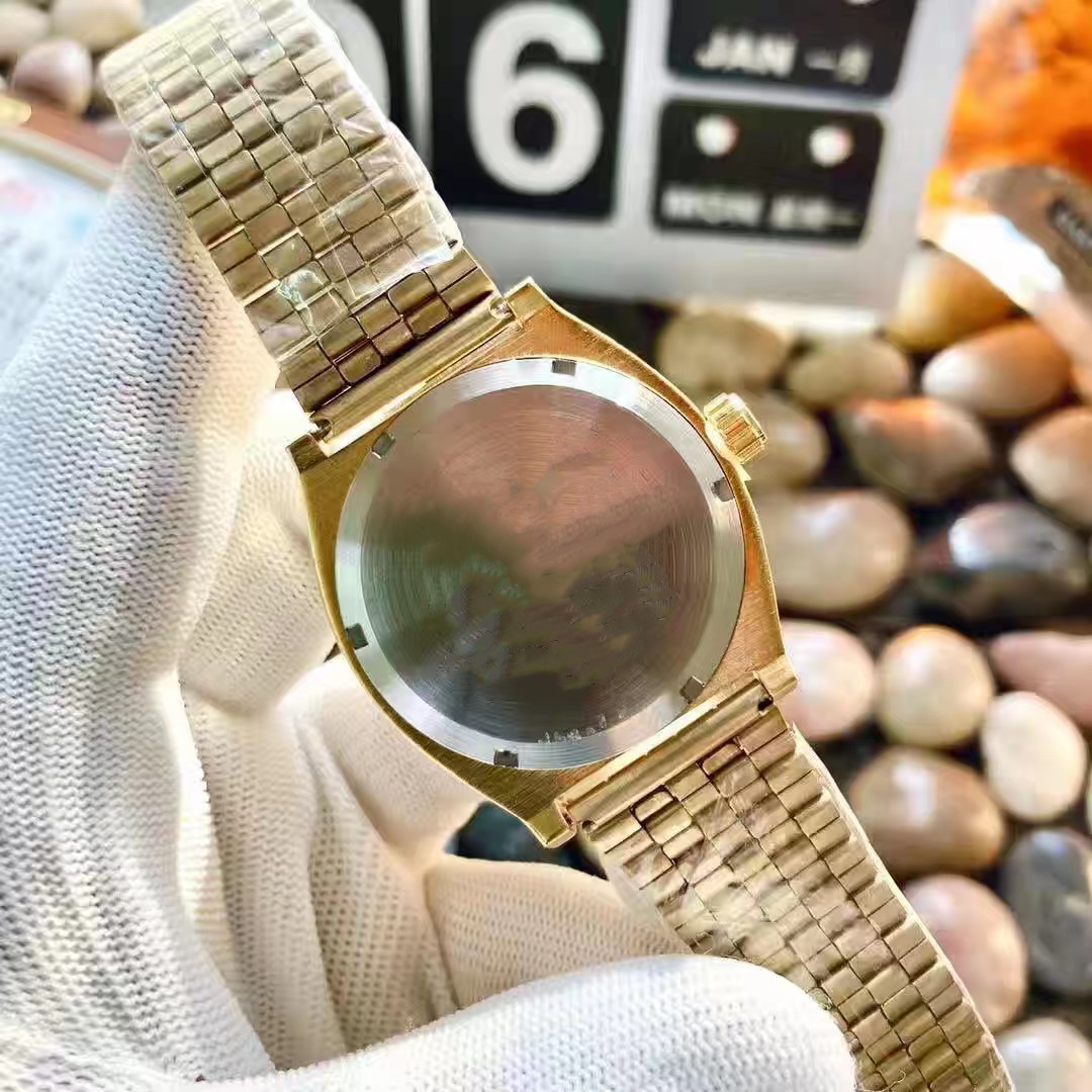 Reloj NIXO de moda para parejas, reloj Retro con esfera cuadrada, pequeño reloj dorado para hombres y mujeres, reloj con banda de acero hip hop 297u