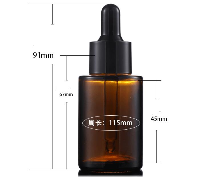 Bottiglie di profumo di olio essenziale di vetro da 30 ml Bottiglia di contagocce di reagente liquido Flacone cilindrico a spalla piatta Trasparente / satinato / ambra SN138