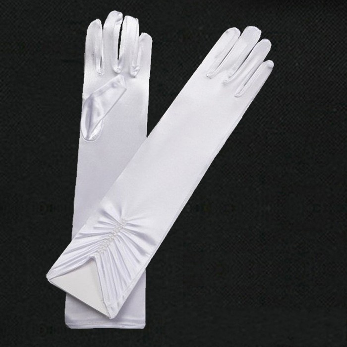 Élégant Satin Gants De Mariée Pour L'hiver De Mariage Rouge Noir Blanc Ivoire Long Perlé Plein Doigt Femmes Gants Coude Longueur Mariée Accessoires CL0785