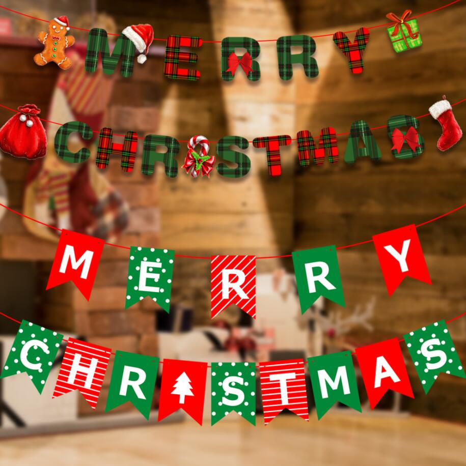 Joyeux Noël Papier Bannière Drapeaux Guirlande Décorations De Noël pour La Maison Santa Ornement Drapeau Suspendu 2022 Navidad Nouvel An Articles De Fête