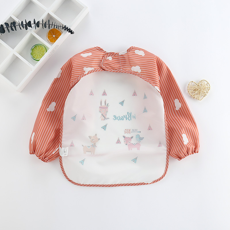 Bibs Burp Cloths детское водонепроницаемое с длинным укрытием мультфильм -инвертированное платье, кормление Bavoir Manches Longues 221107