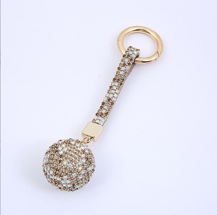 Bracelet en cuir strass boule de cristal voiture porte-clés pendentif à breloque porte-clés pour femmes DE909