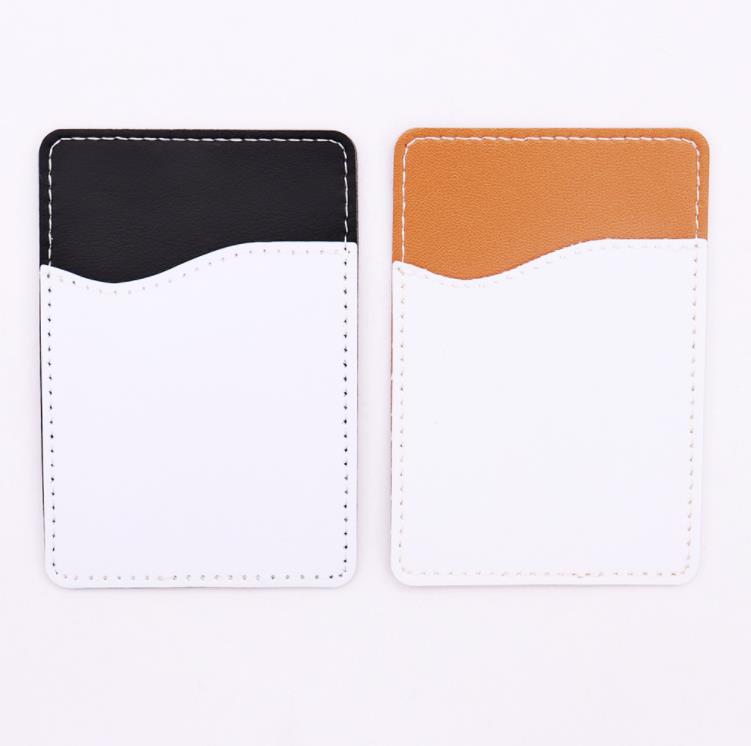 Party Favor Sublimation Card Holder PU Leather Mobile Phone Back Sticker with Adhesive White Blank Money Pocket Credit Cards Covers Christmas Gift SN143