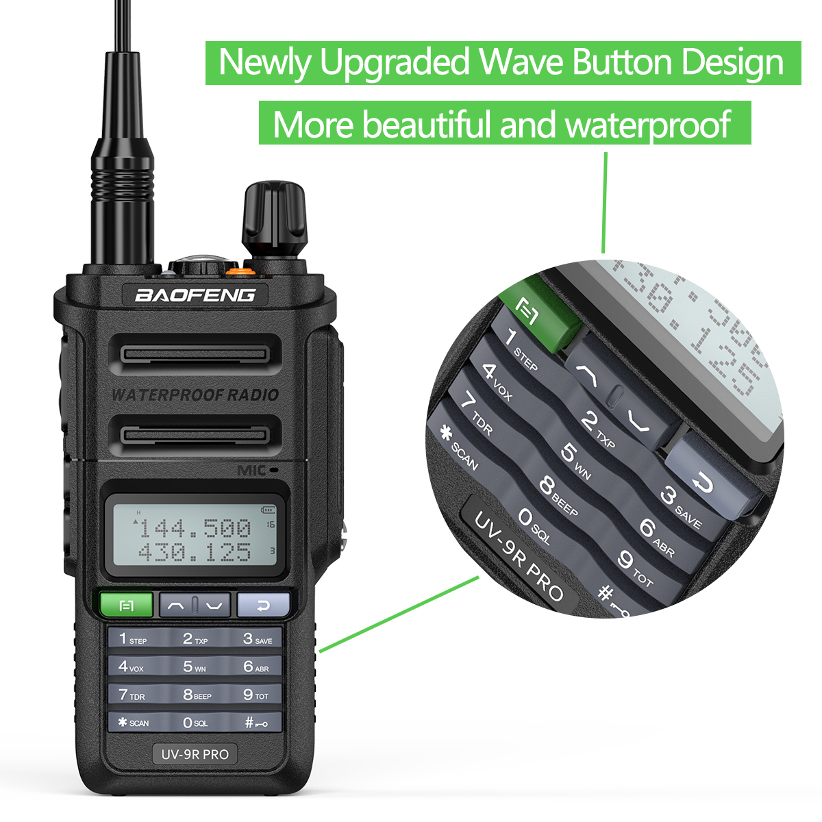 Walkie Talkie 2st Baofeng UV-9R PRO IP68 Vattent￤t Dual Band 136-174400-520MHz Ham Radio uppgraderad av UV9R Long Range UV-XR 221108