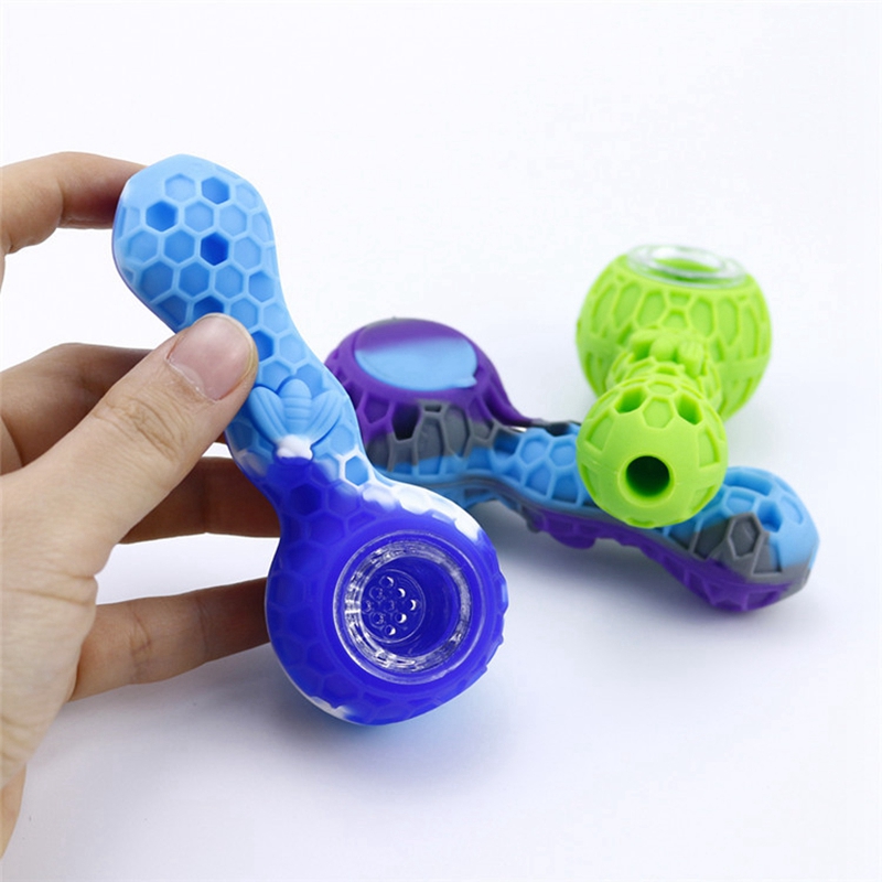 Latest Colorful Silicone Pipes Herb Tobacco Glass Porous Filter Bowl Portable Handpipes Innovative Design Smoking Cigarette Holder Tube DHL