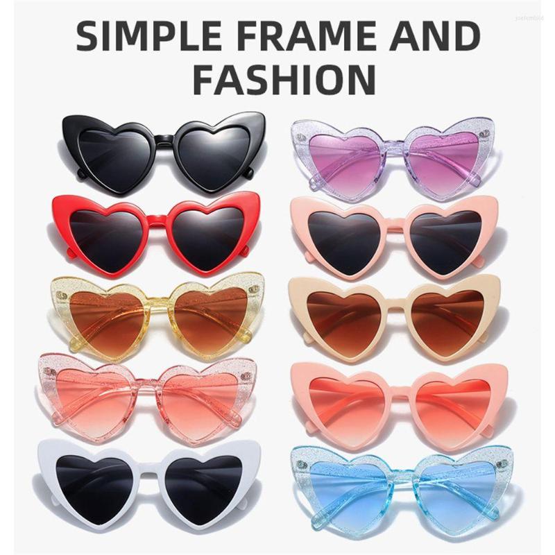 Óculos de sol em forma de coração para mulheres moda amor uv400 proteção óculos verão praia óculos235t