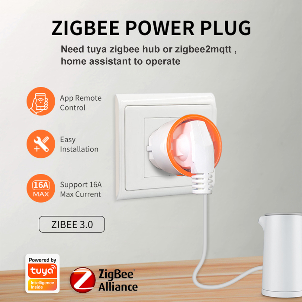 Smart Power Plugs Tuya ZigBee 3.0 Plug 16A EU Outlet 3680W Meter Remote Control Work med ZigBee2MQTT och Home Assistant Hub 221107