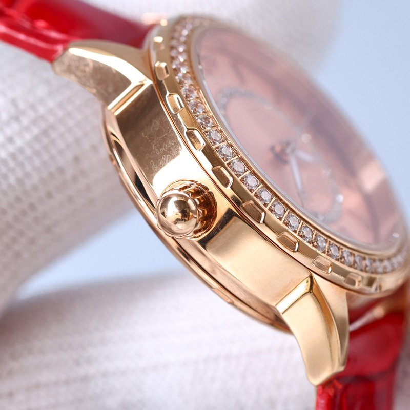 Assista Women Watches Diamond Bezel 38mm Automático Mechanical Watch Wristwatches Strap de couro Montre de Luxe Business Desig298f