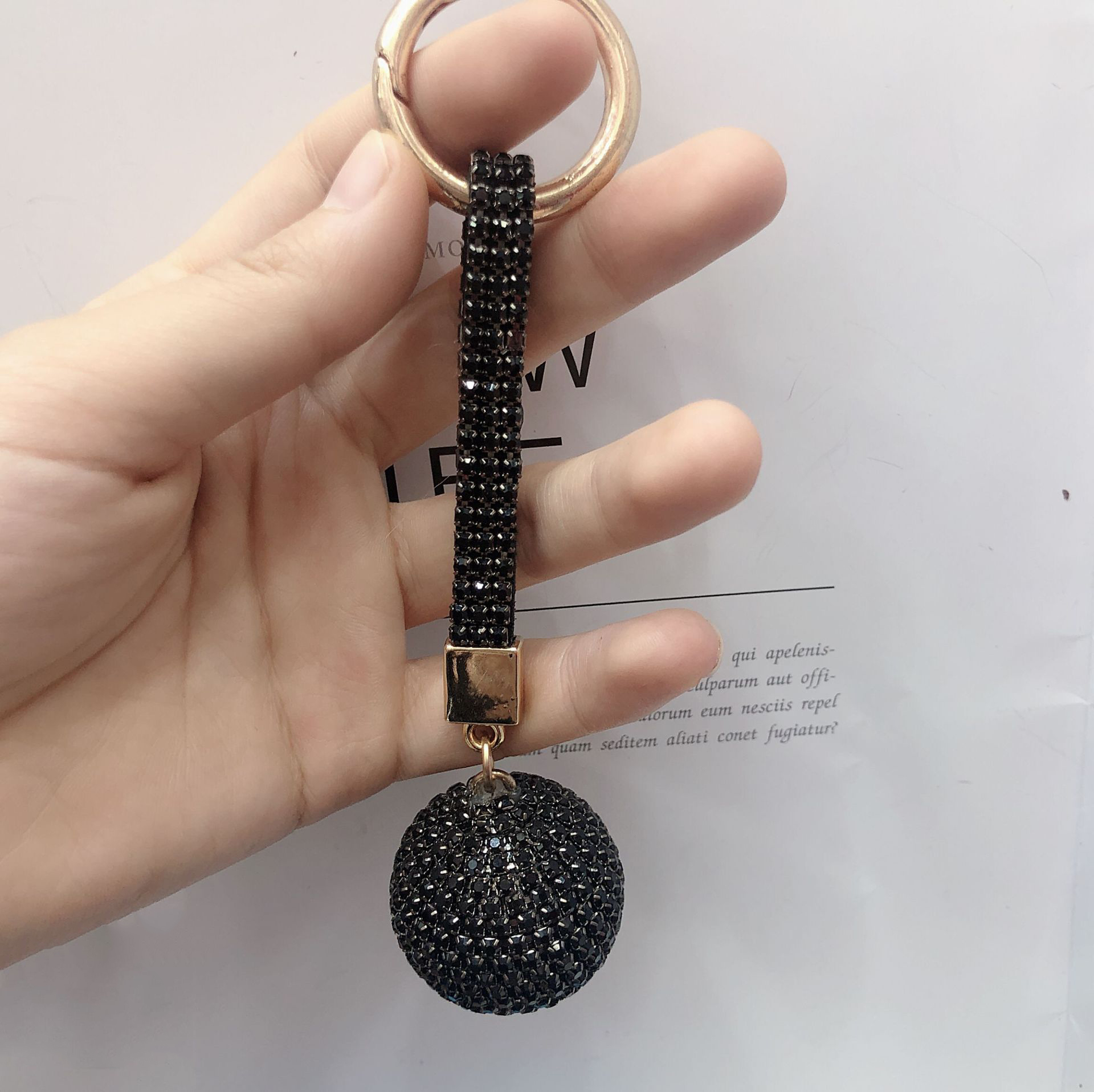 Bracelet en cuir strass boule de cristal voiture porte-clés pendentif à breloque porte-clés pour femmes DE909