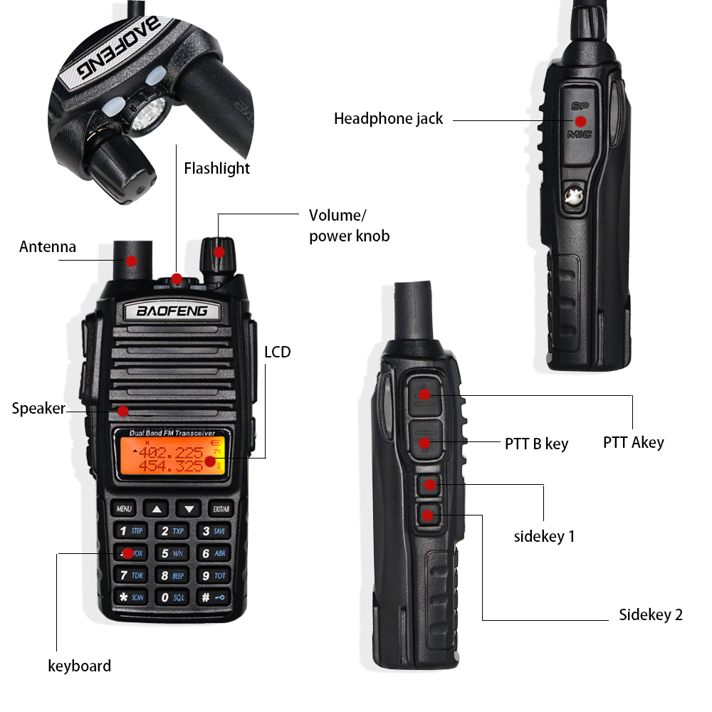 Talkie-walkie haute puissance 8W Baofeng UV-82 UV82 double bande VHFUHF émetteur-récepteur FM 10KM longue portée chasse bidirectionnelle jambon CB Radio 221108