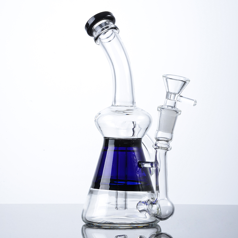 新しいミニスモールフッカークラインリサイクルボンユニークなビーカーボン8インチハンドスモーキングパイプインラインPERC HEADY GLASS WATER PIPES 14mmジョイントオイルダブリグ