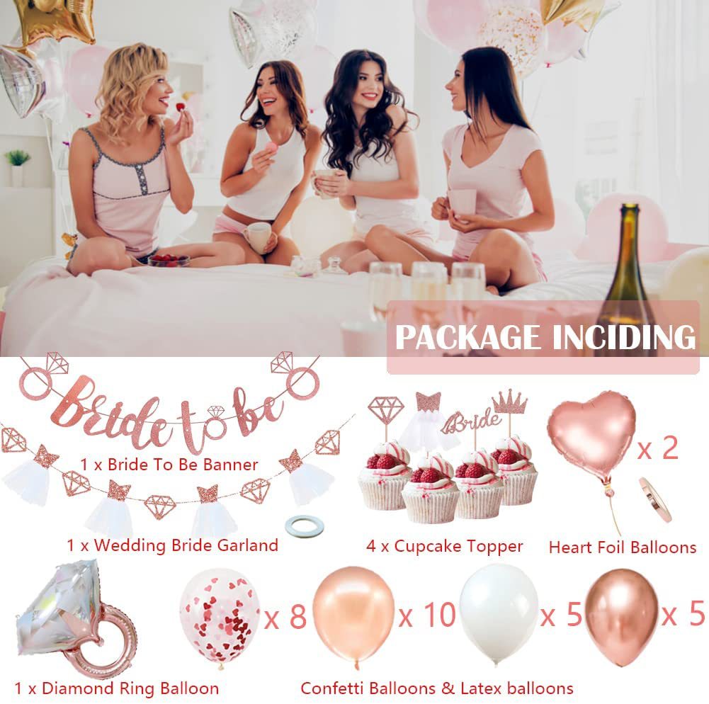 Weihnachtsparty-Zubehör, einzelnes Party-Set „Bride to be“, roségoldenes Ballonpaket