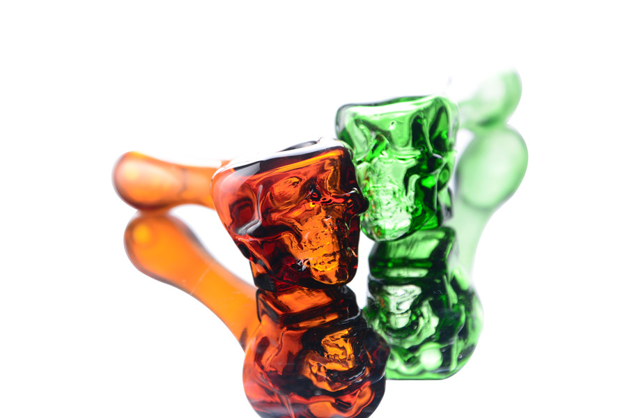 Skull Glass Pipe Bubbler tobacco Smoking Water Pipes Herb Glass Pipe Random Colors Dab Accessory