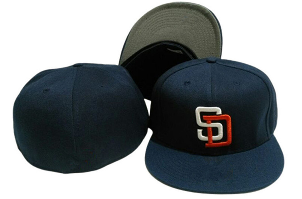 Yeni San Diego Beyzbol Takımı Snapback Tam Kapalı Kapaklar Yaz SD Mektubu Gorras Bones Erkekler Kadın Günlük Açık Spor Düz takılı şapkalar Chapeau Cap A-2