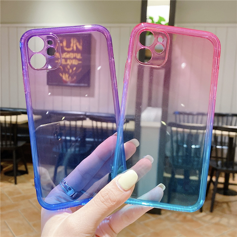 Gradient TPU TELEFE Case na iPhone 14 Pro Max plus 13 12 11 All Inclusive Transparent Cover Kolorowa