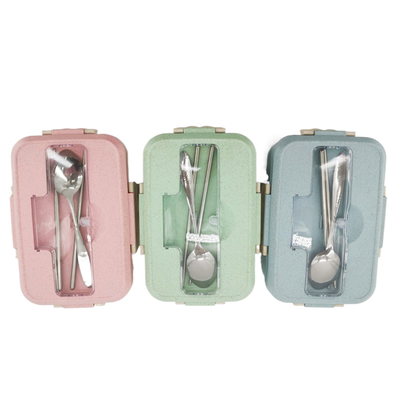 Lunch Box microonde Paglia di grano Stoviglie Contenitore alimenti Contenitore bambini Scuola bambini Borsa pranzo portatile Bento Box GG02L2541