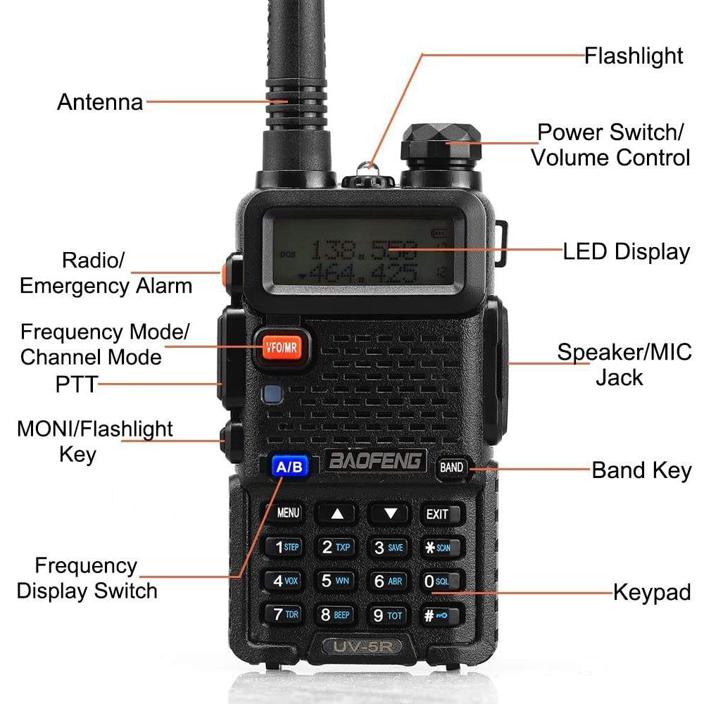 Walkie Talkie Baofeng UV-5R 듀얼 밴드 두 방향 라디오 VHFUHF 136-174MHz 400-520MHz FM 이어 피스가있는 휴대용 트랜시버 221108