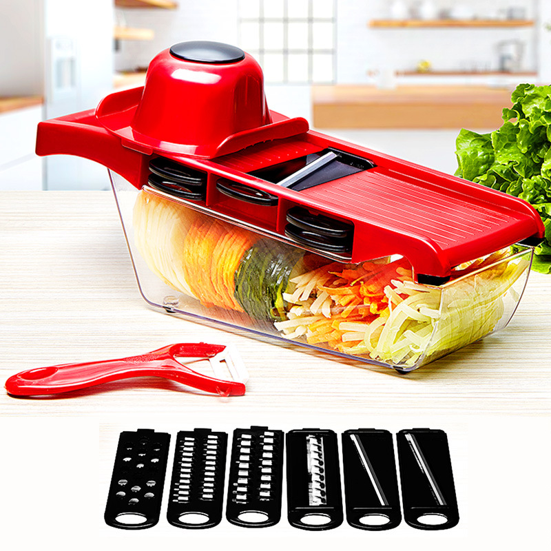 Rallador de verduras multifuncional para pelar y rebanar verduras cuchilla de acero inoxidable herramienta de cocina cortadora manual