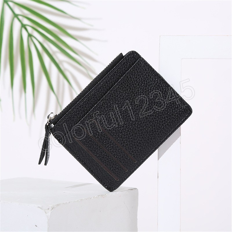 أزياء MINI ID HOVALORS Business Zipper Card Holder Pu Leather Leather Slim Bank Case Case محفظة رقيقة للنساء الرجال