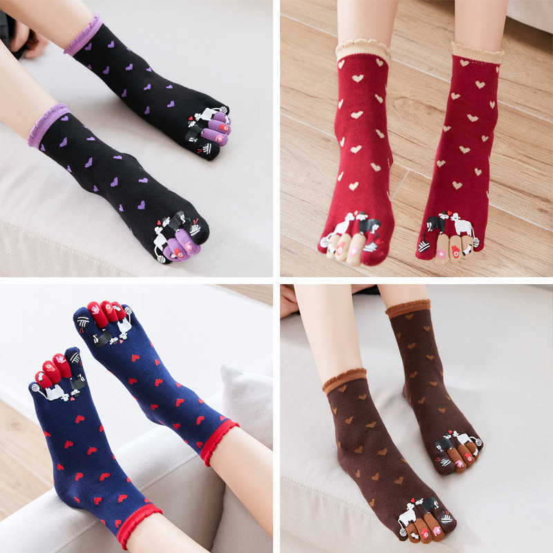 Sokken kousen vijf vinger enkel sokken vrouwen kleurrijke Japanse schattige split teen sokken t221102