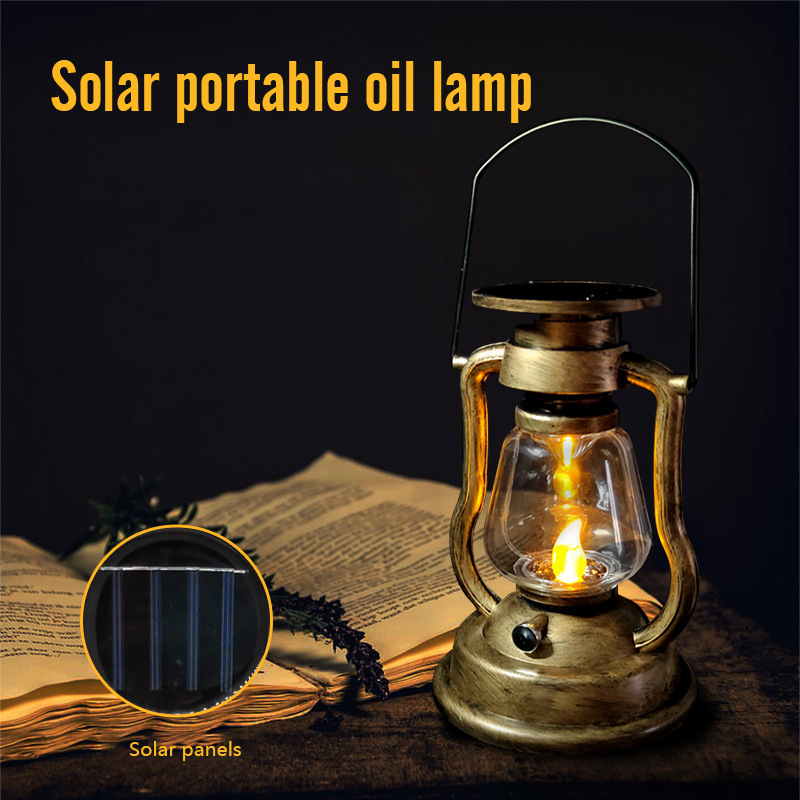 Garden Decorations LED Solar Light Retro Kerosene Lamp Powered Candle Hanging Outdoor Portable Lantern Courtyard Decor 221108