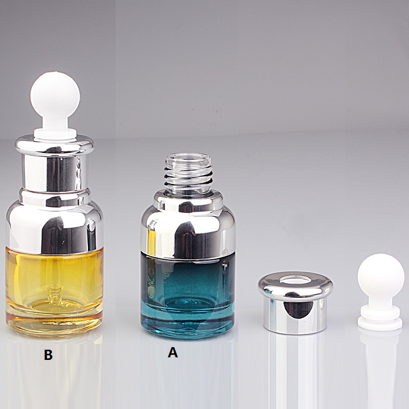30ml勾配カラーガラスエッセンシャルオイルドロッパーボトル試薬ピペット補充可能ボトル空の香水サンプルチューブ
