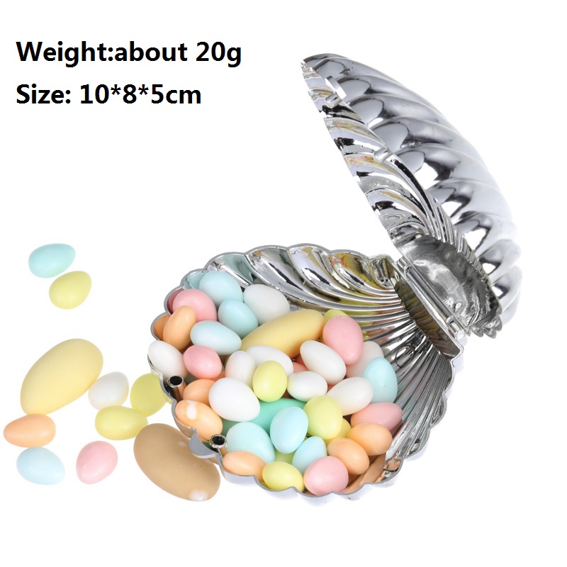 40st Silver Gold Shell Form Candy Box Wedding Engagement Birthday Xmas Party Favor Sweets Boxes Jewel Storage Dusch Decor Supply
