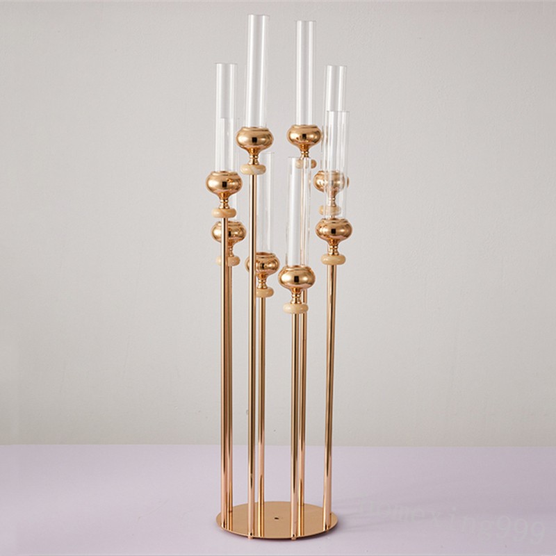 Metal Candlesticks 8 Heads Candelabra Candle Holders Stands Wedding Table Centerpieces Road Party Decor