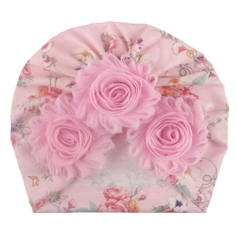 Cute Infant Kids Neonato Turbante Fasce Cappelli Beanie Cotton Blend Shabby Flower Caps Bambini Ragazze Copricapo