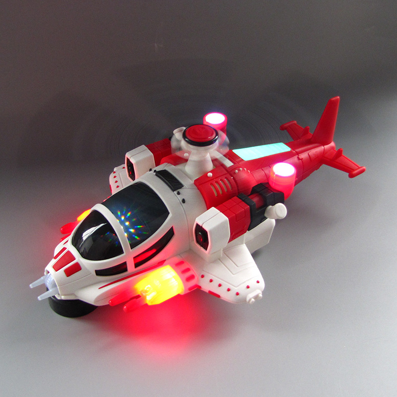 電気航空機戦闘機のフラッシュミュージック360回転シミュレーション変形モデルの子供の贈り物